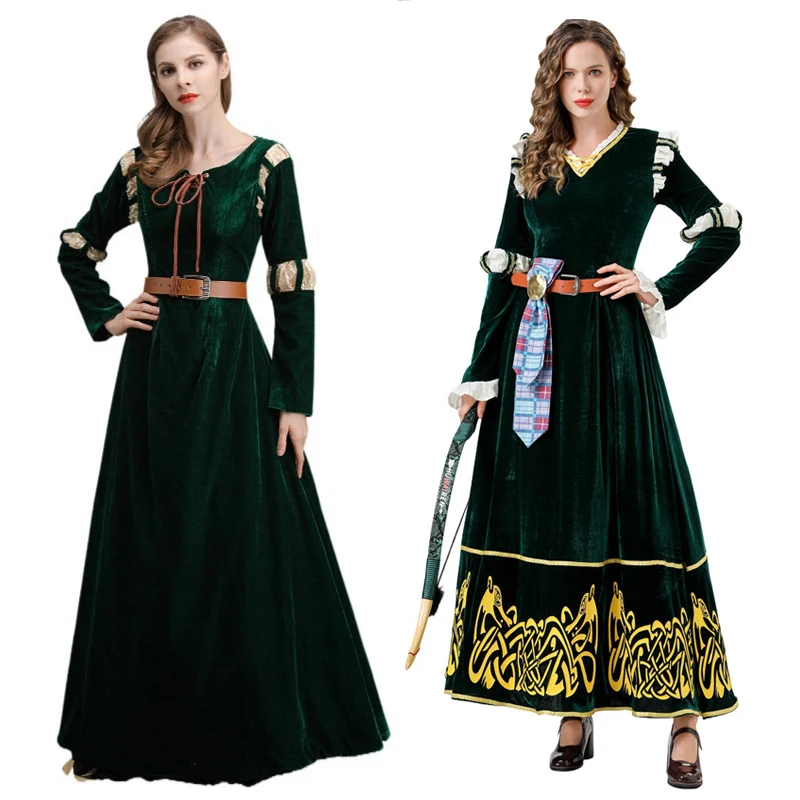 Disfraz de Cosplay de leyenda valiente, disfraces de Anime Melinda para fiesta de Halloween, peluca opcional para mujer, vestido estilo clásico Retro Medieval