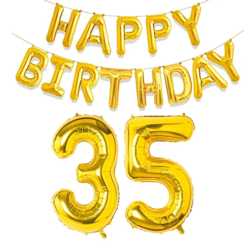 15 Stück goldene alles Gute zum Geburtstag mit Zahlen-Folienballons für Kinder und Erwachsene, Party-Dekoration, Junge, Mädchen, 10, 18, 20, 25, 30, 35, 40, 50, 60 Jahre alt – Detail 24