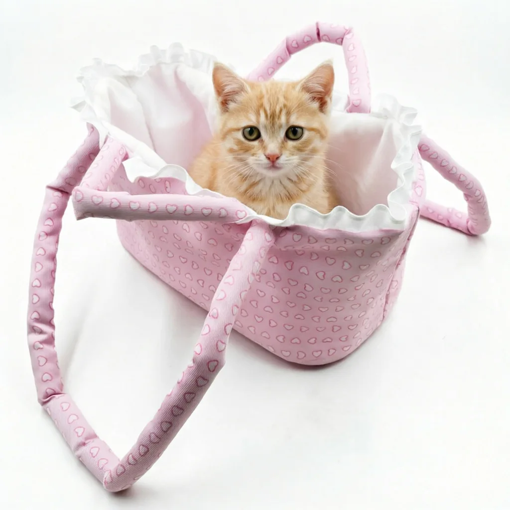 Portable Dog Cat Carry Basket Pet Handbag Reborn Doll Storage Bag With Ruffle Liner Carrier For Doll Accessoriess Lightweight