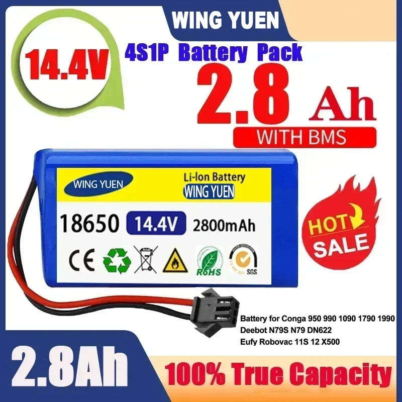 

14.4V 6.8Ah Li-ion battery for Cecotec Conga Excellence 950 990 1090 Ecovacs Deebot DN621 601/605 Eufy RoboVac 35C Panda i7 V710