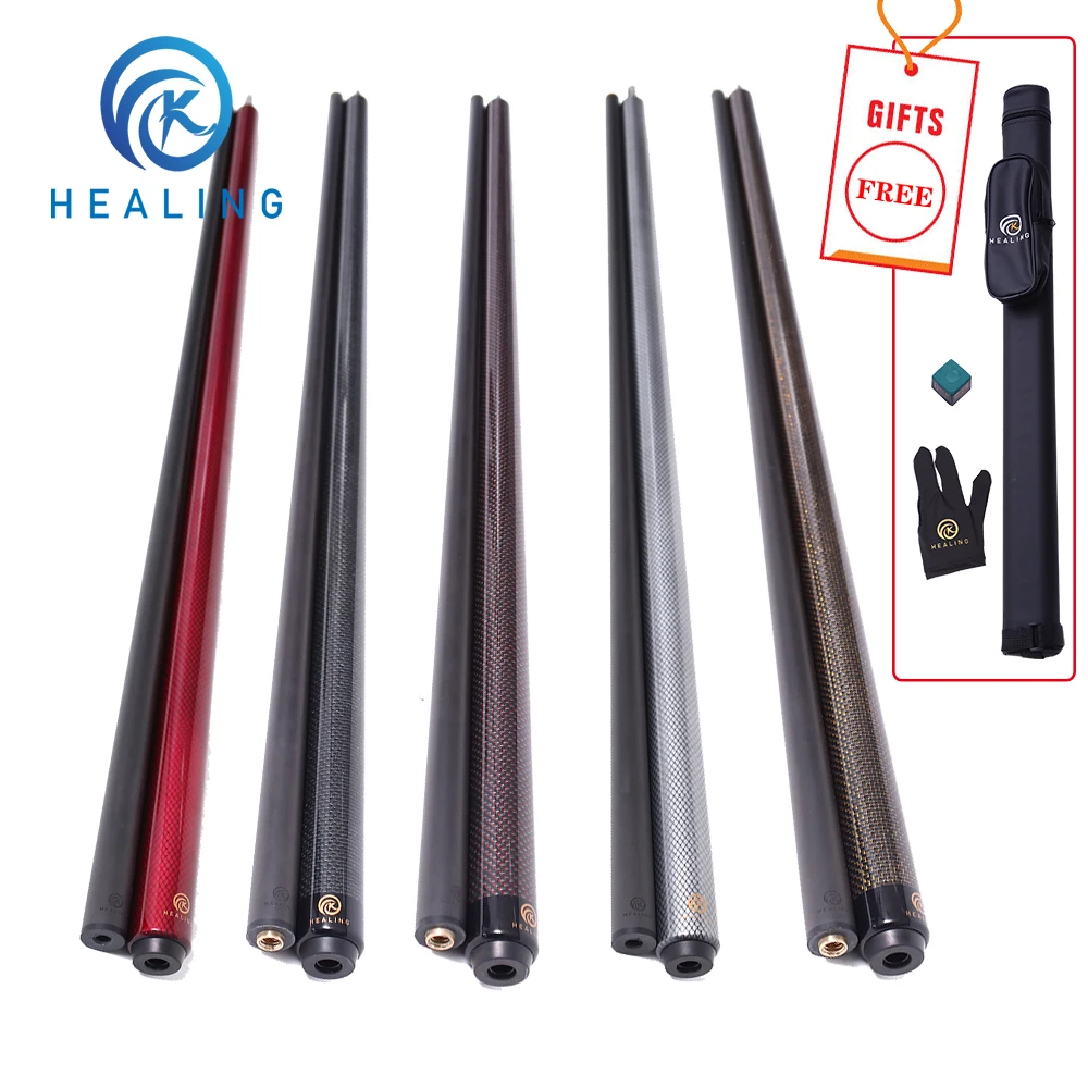 Billiard Play Cue with Carbon Fiber Shaft, Uniloc Joint, Carbon Fiber, Fiberglass Butt, Pool Game, 12.4mm Tip, 58in, 147cm, 2023