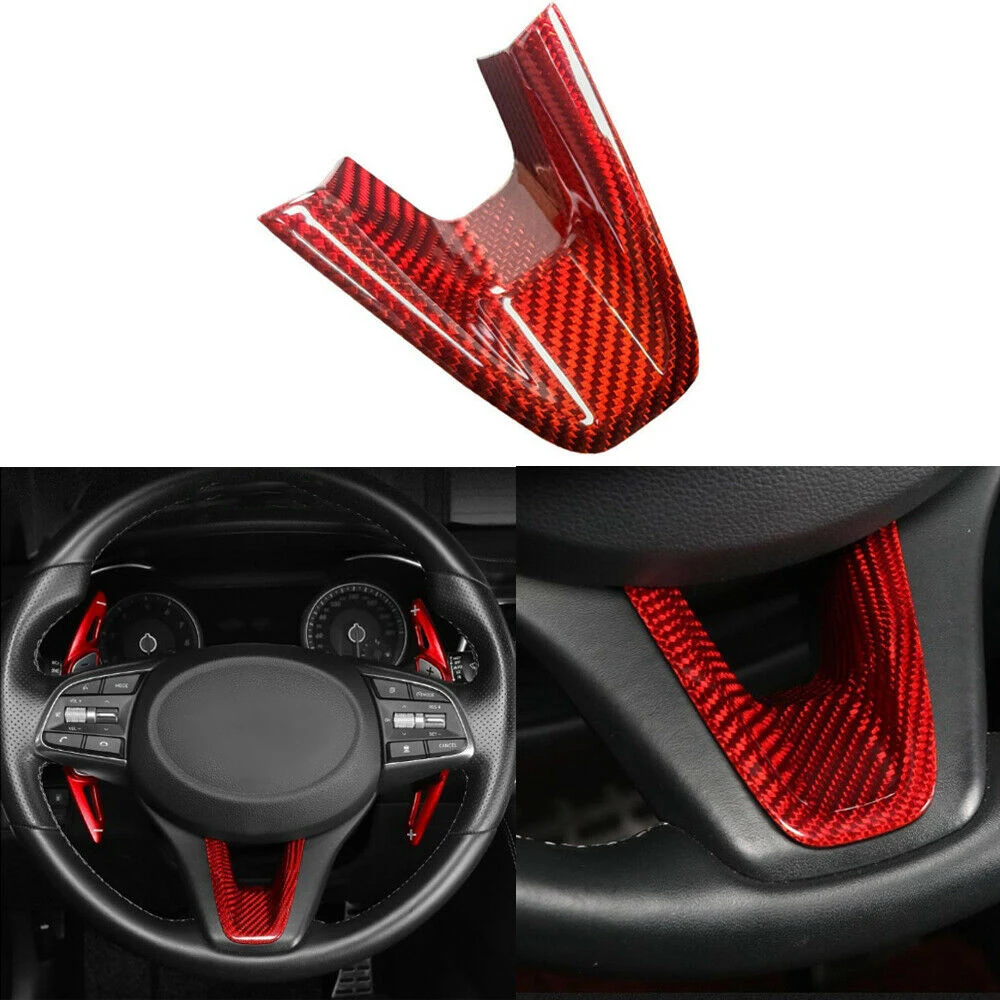 REAL CARBON FIBER STEERING WHEEL CENTER TRIM FOR Genesis G70 2017 2018 2019 2020 2021 2022 G80 2020+