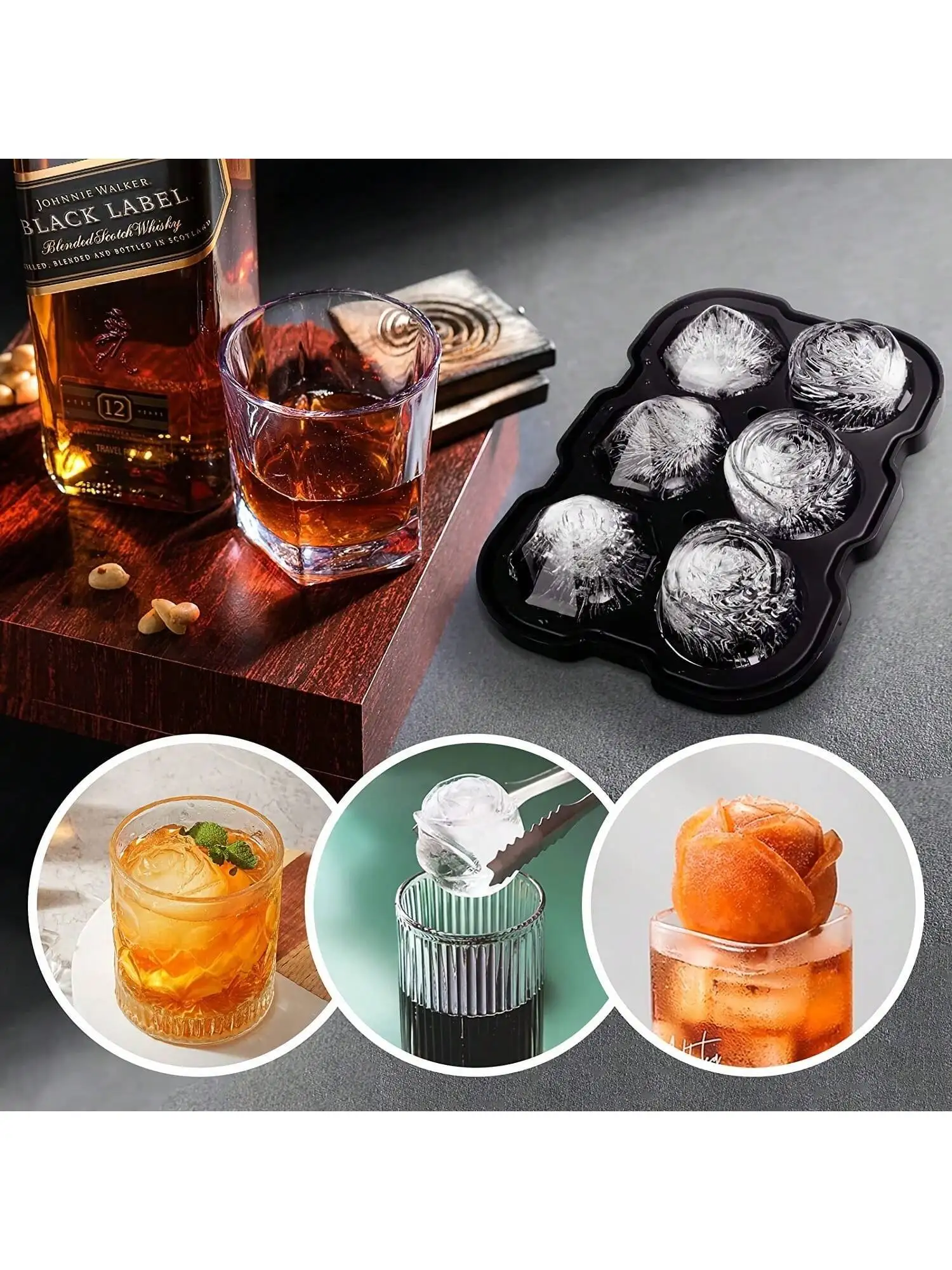 1개 소형 실리콘 얼음 트레이 - 원형 및 사각형 얼음 큐브, 벌집 모양 대형 사각형 블록 몰드 - 안전하고, 청소가 쉽고 편리함