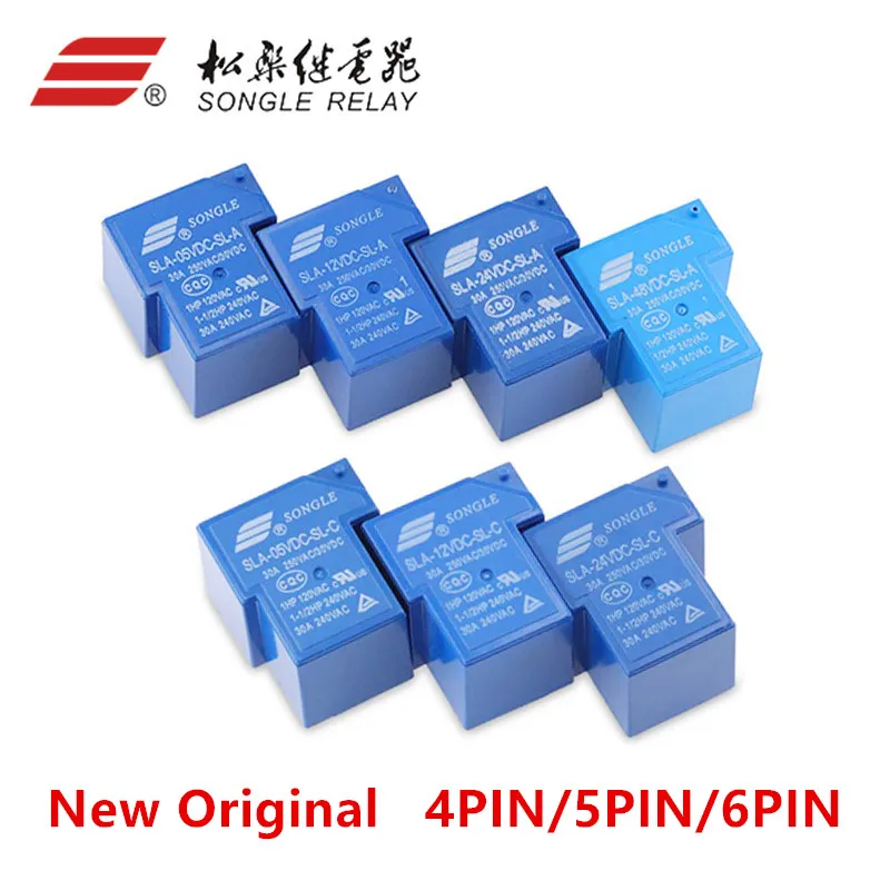 

1Pcs Power relay SLA-05VDC-SL-A SLA-12VDC-SL-A SLA-24VDC-SL-A -C T90 30A 4/5/6PIN 5V 12V 24V 48V Time Relay