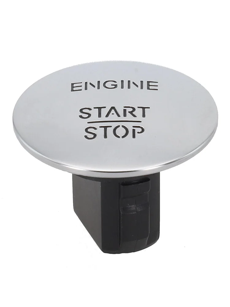 Chrome Black Keyless Go Start Button Easy Installation Replacement Luxurious Matte Silver Finish Car Customization
