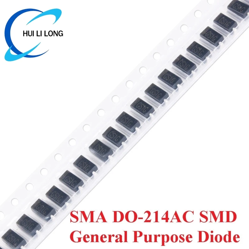 100pcs SMA DO-214AC SMD General Purpose Rectifier Diode GS1G M1 M2 M4 M7 GS1M S1G S1M S2M S1A S1B S1J Diodes