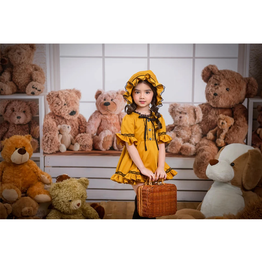 Countryside Room Photography Backdrop Cloth Toy Bear Decoration Background Photo Background Kids Portrait Photo Studio Props