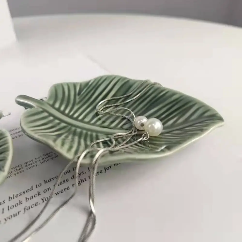 INS Ceramic Leaf Jewelry Dish Green Creative Ring Storage Tray Cute Tree Leaf Patterns Soap Dish Jewelry Storage