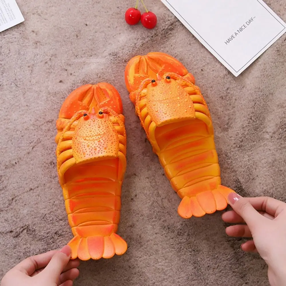 Unique Cartoon Lobster Slippers Soft Pvc Non Slip Sole Funny Shrimp Slides Sandals Comfort Beach Seaside Casual Wear Shoes view 3