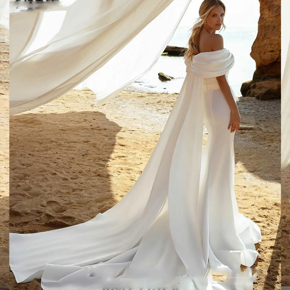 Robe de Mariée Sirène en Satin Doux pour Femme, Vêtement Personnalisable