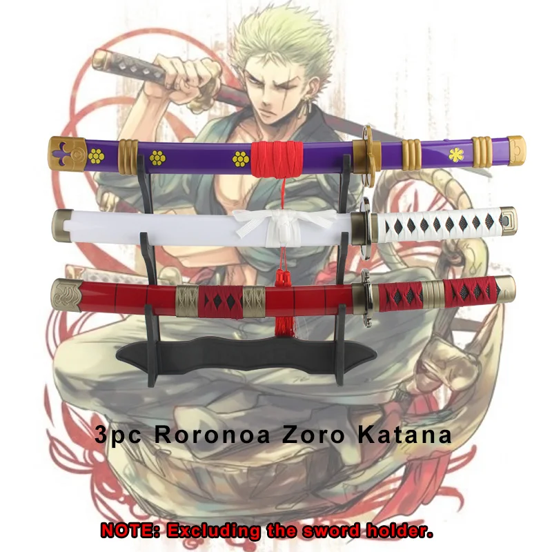 23.6 inch / 60cm Roronoa Zoro Katana Anime Swords Weapon Prop Cosplay 3-pc Sets Sandai kitetsu Ichimonji Shusui