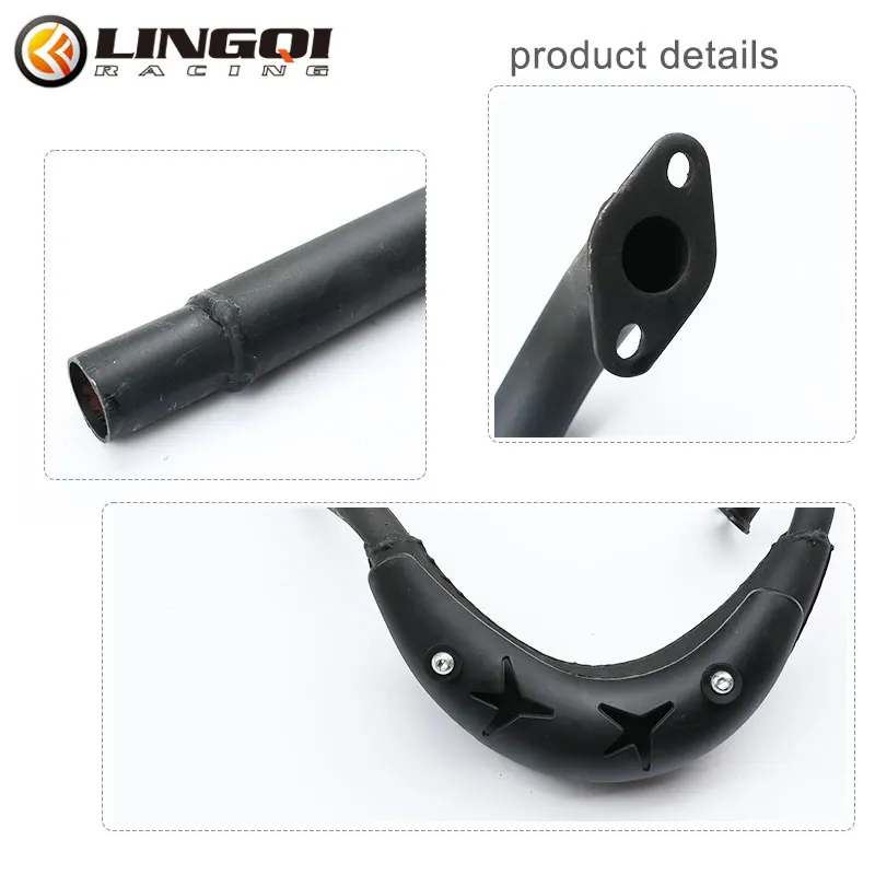 LINGQI Exhaust Muffler Expansion Chamber Pipe Motorcycle Engine Kit For 2 Stroke 49cc 50cc Gas Motor Dirt Bike Black KT