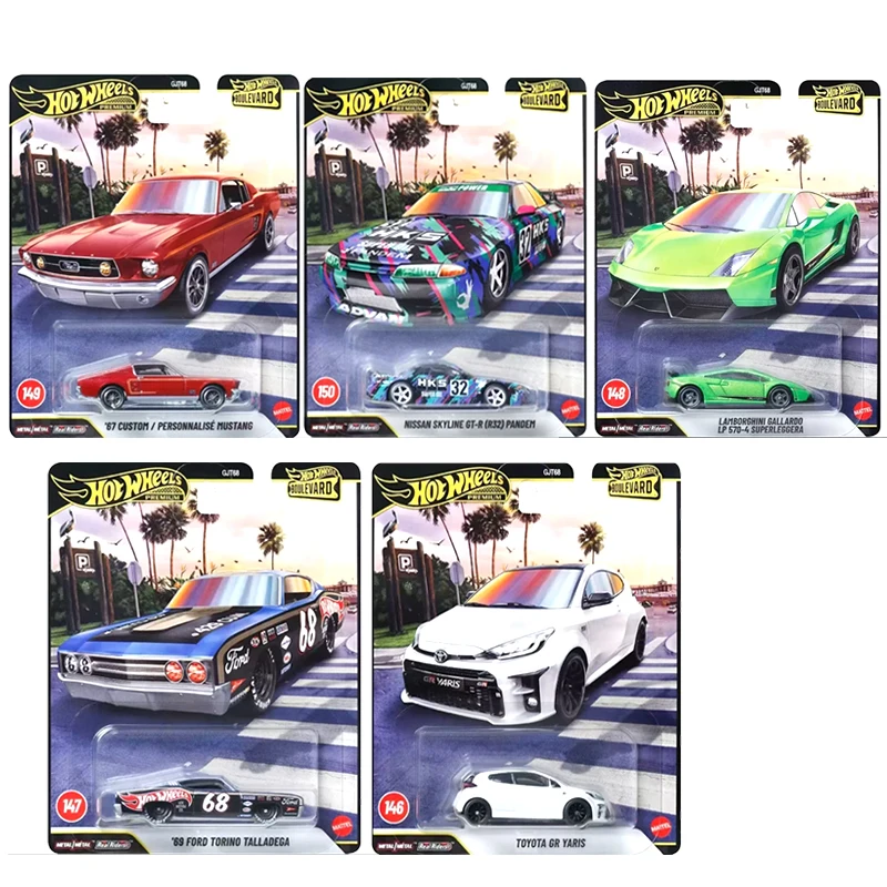 Modelo de coche Premium genuino Hot Wheels Boulevard aleación personalizado Mustang Nissan Toyota Yaris Ford Talladega Lamborghini juguetes para niños Auto
