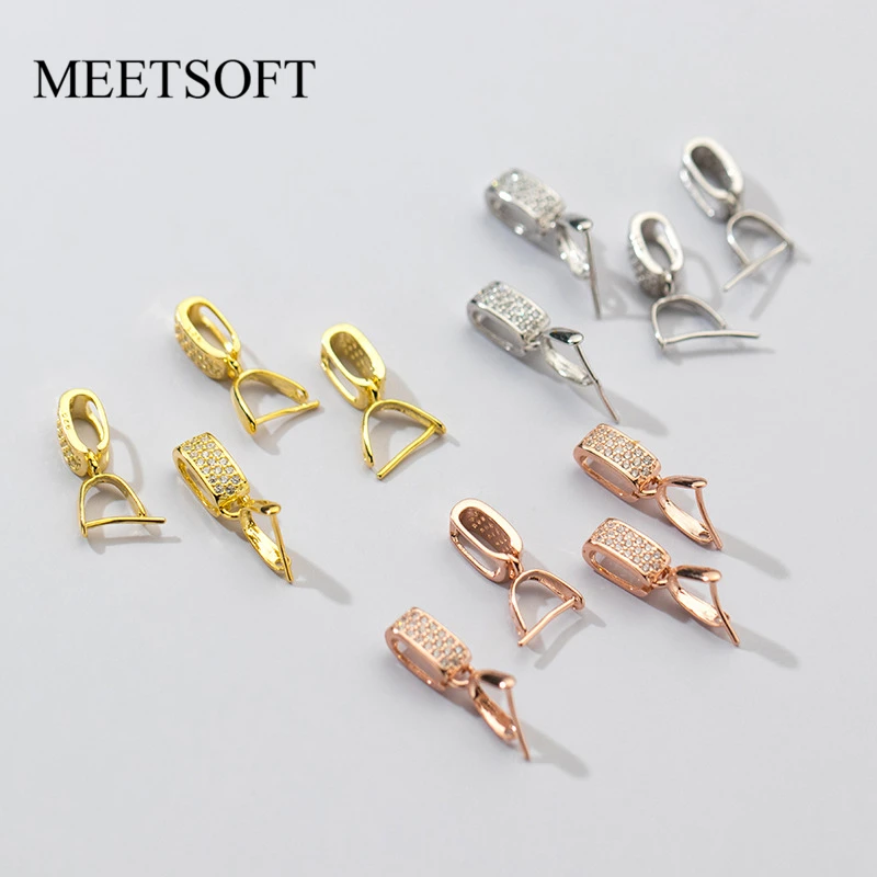 MEETSOFT Real 925 Silver Electroplate 18K Gold Pendant with Clash Clip Melon Seed Buckle Charms of DIY Handmade Making Supplies