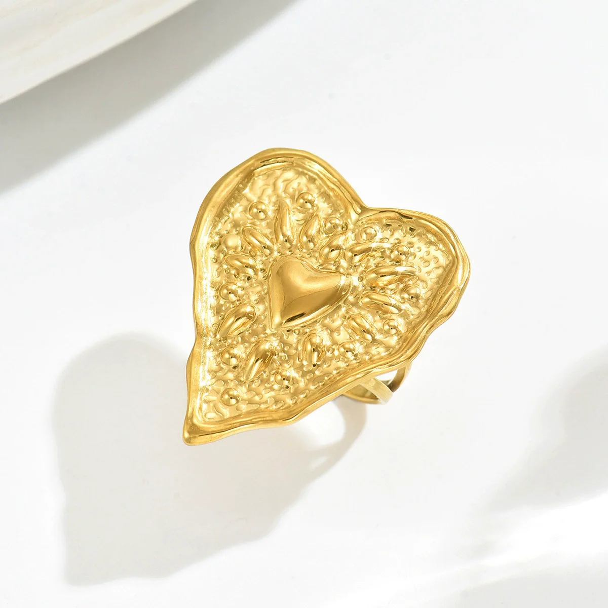 Xiyanike Overdreven Persoonlijkheid Geplooide Textuur Hart Open Ringen Voor Vrouwen Vintage Mode Nieuwe Sieraden Gift Party Dagelijks Anillos
