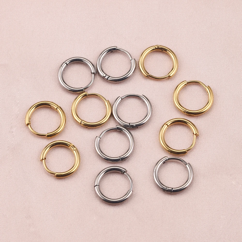 6pcs 2/2.5mm width Stainless Steel Gold-Plate Round Earrings Hoop Earring for Women Fashion Earrings Korean Jewelry gifts