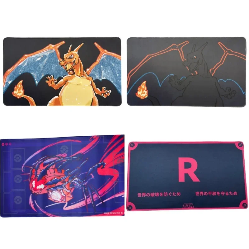 Card Pad Charizard Eternatus Swinub Rocket Team Ptcg Diy Thickened Single Action Toy Figures Anime Game Collection Battle Mat