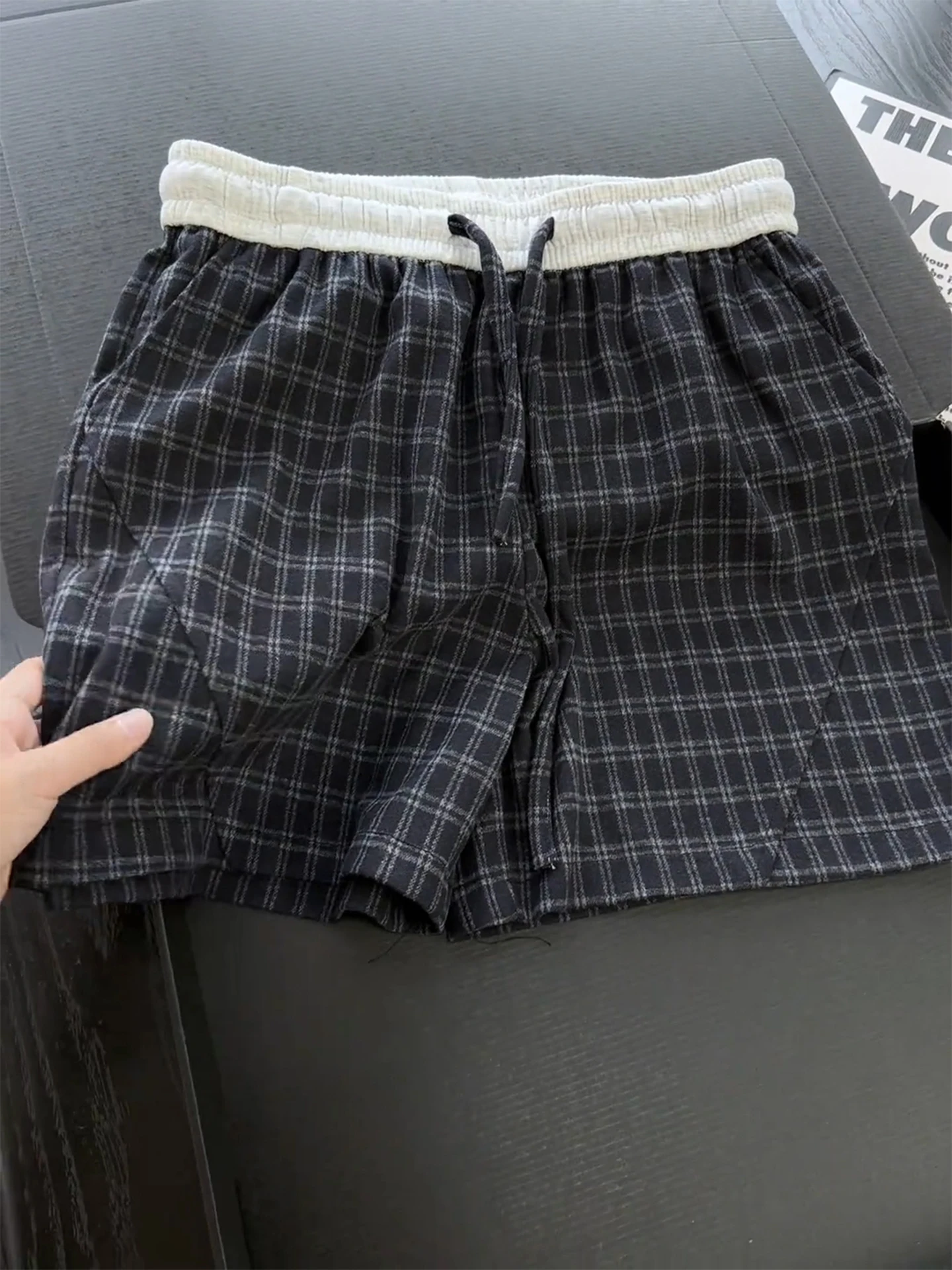 

Summer Casual Contrast Color Block Plaid Shorts Men's Loose Side Cut Sports Pants Vintage Five-Point Pants Cleanfit Style