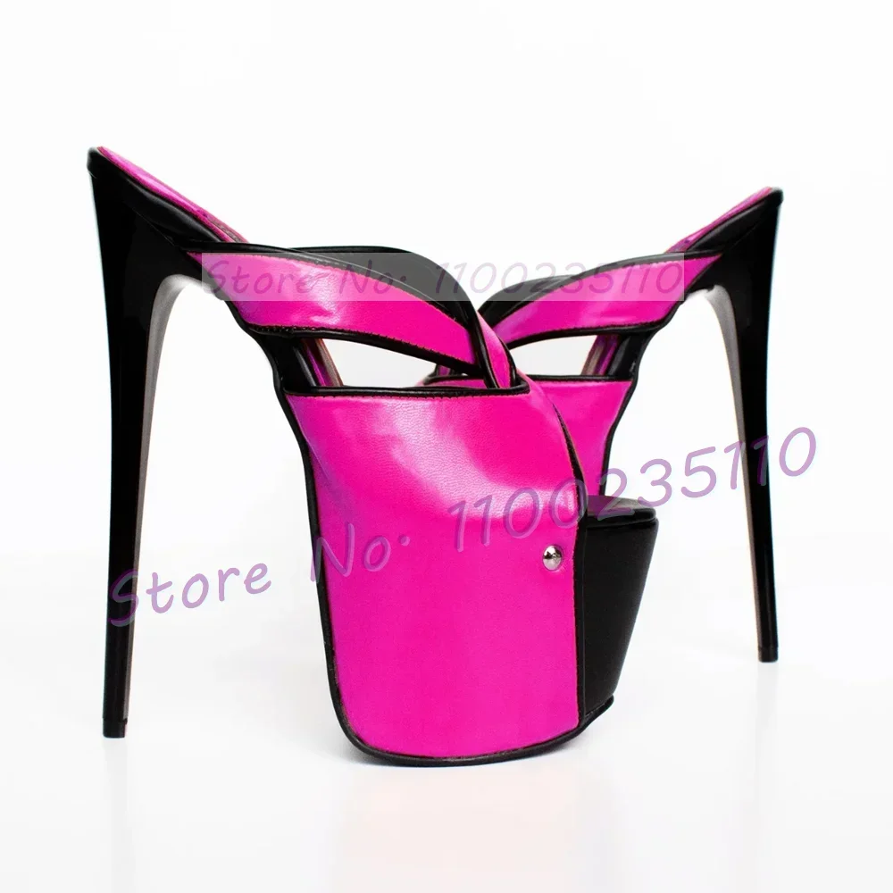 

High Platform Yellow Slippers Women 16cm Stiletto High Heel Matte Corss Strap Peep Toe Mules Girls Party Nightclub Dress Slipper