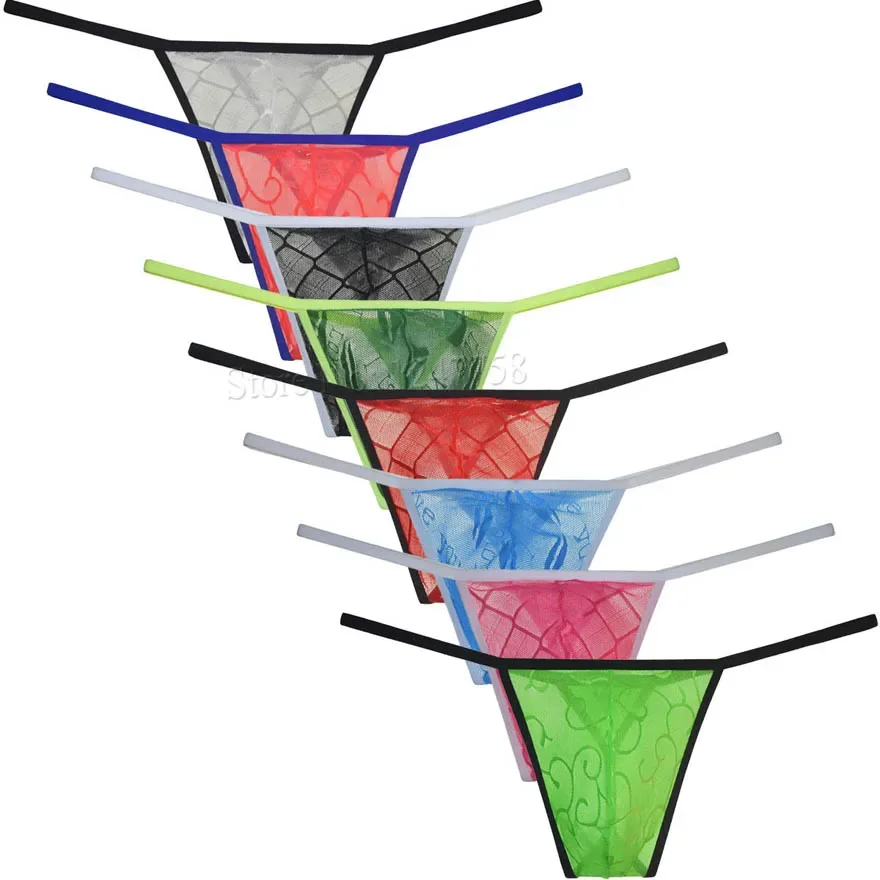 Homens Ver-através Minimal Cobertura Roupa Interior, Micro Cordas Tanga, Tentador Tangas, Sissy Slim Bolsa, Hipster
