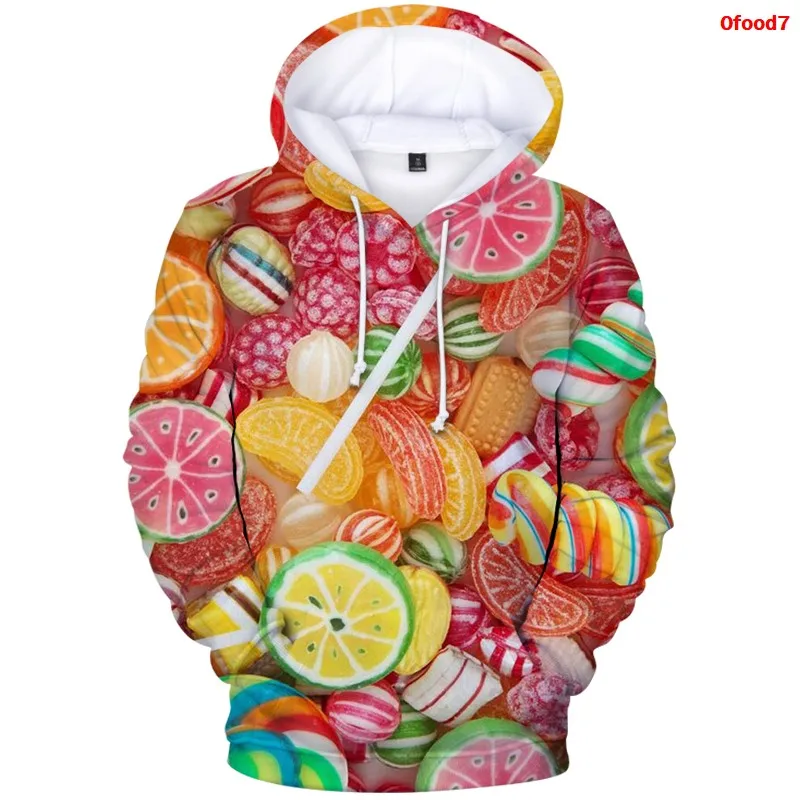 

2022 Creative 3D Hoodies Food Candy Print Women's Clothing Men's Hooded Hoody Casual Boy girls kids Sweatshirt Fries Food Coats