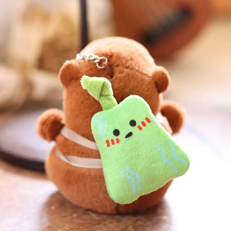 Cute Fruits Capybara Plush Keychain Cartoon Stuffed Animal Doll Keyring Bag Pendant Backpack Hanging Decoration Kids Gifts