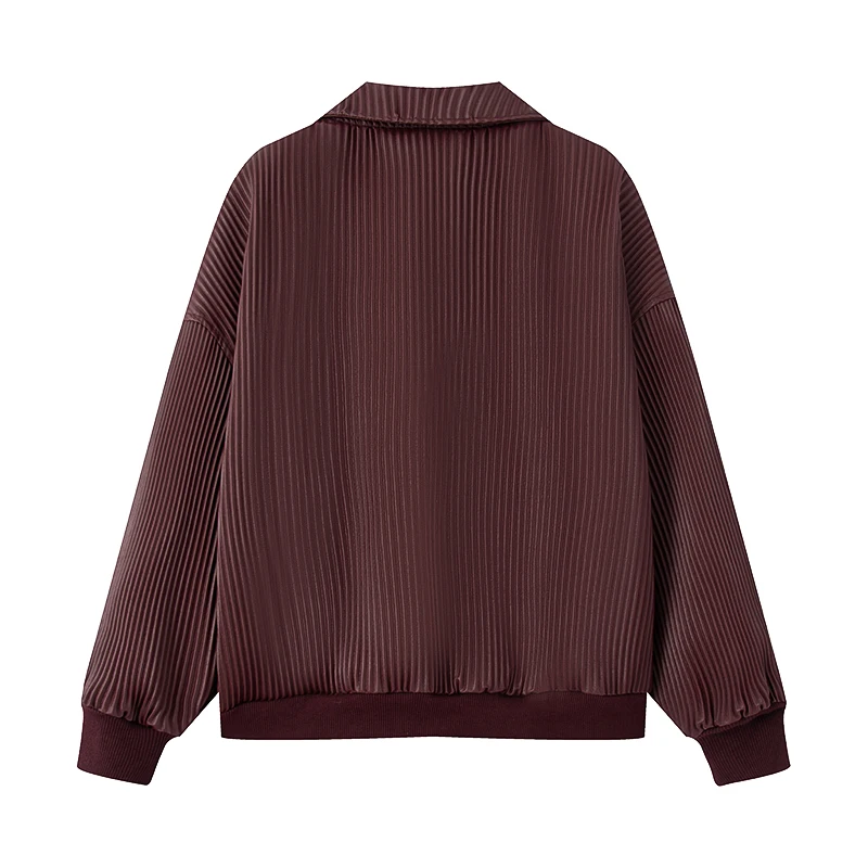 Spring 2025 Women's Fashion Long Sleeve Leather Jacket Loose Slimming Top  Collar Zipper Closure Commute Style Outerwear