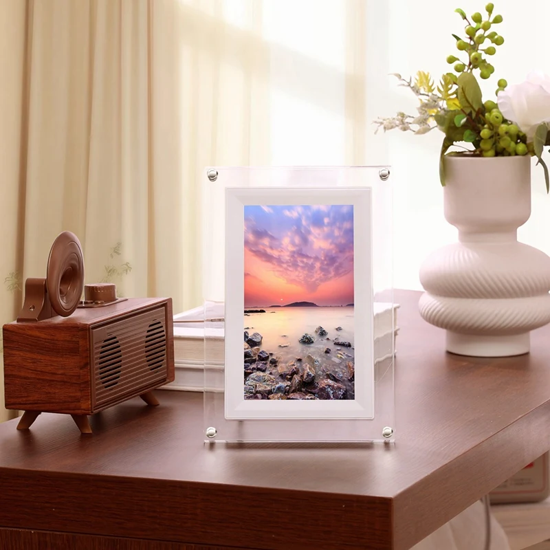 FORW-New 7-Inch Transparent Acrylic Digital Photo Frame Video Picture Music Player Electronic Photo Frame WIFI 8G