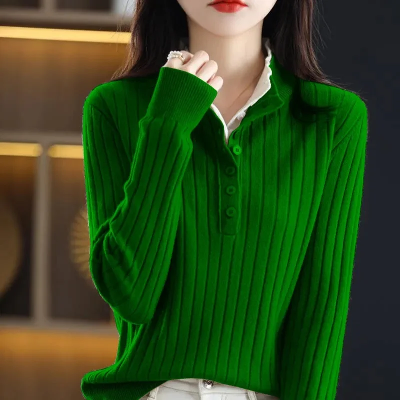 Women Sweater 2023 Autumn Winter Casual Bottoming Shirt Pullovers Korean Fashion Knitted Tops Knitwear Soft Long Sleeve Jumpers