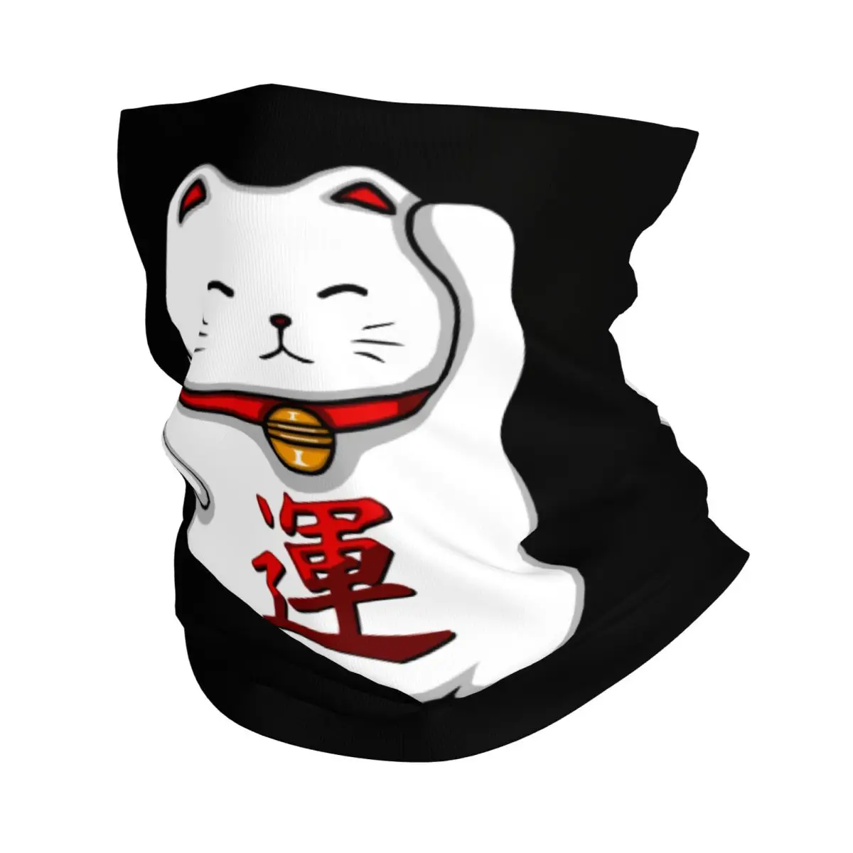 

Custom Cute Maneki Neko Lucky Cat Bandana Neck Gaiter for Ski Hunting Men Women Wrap Scarf Headband Warmer