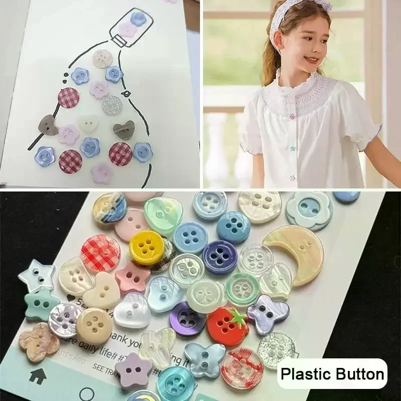 

10pcs Randomly Diy Scrapbooking Cute Sewing Button Clothing Accessories
