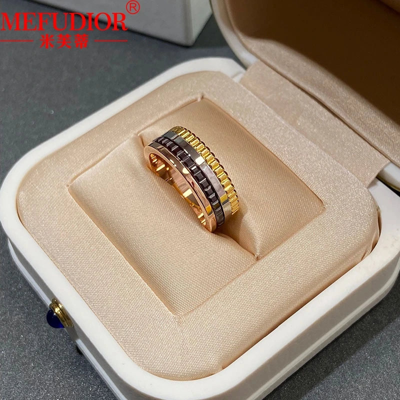 925 Sterling Silver Wedding Brand For Women And Men High Quality White\Black Ceramics Can Rotate Ring Luxury Jewelry Party Gifts