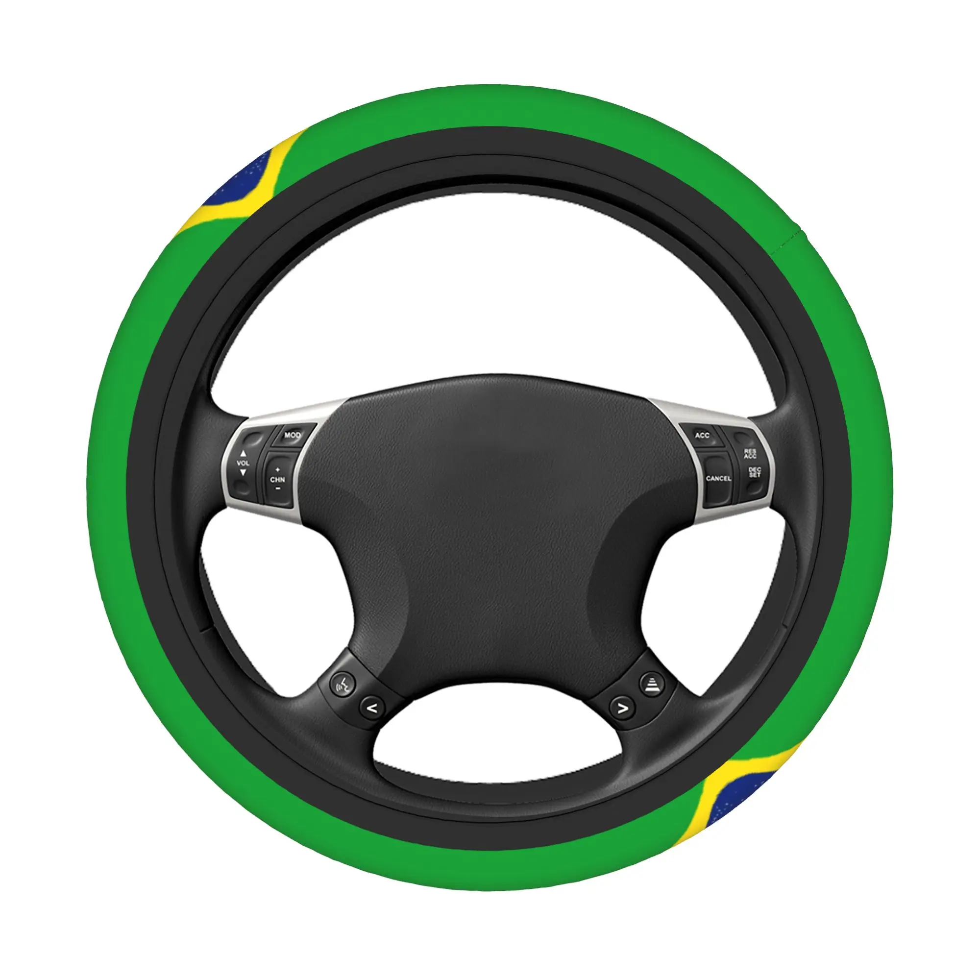 38cm Car Steering Wheel Covers Brazil Flag Elastic  Braid On The Steering Wheel Cover Car-styling Car Accessories