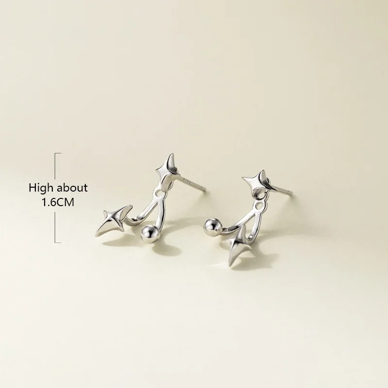 WANTME 925 Sterling Silver Unique Romantic Radiance Star Earrings for Women Fashion Elegant Back-hook Two Ways to Wear Jewelry