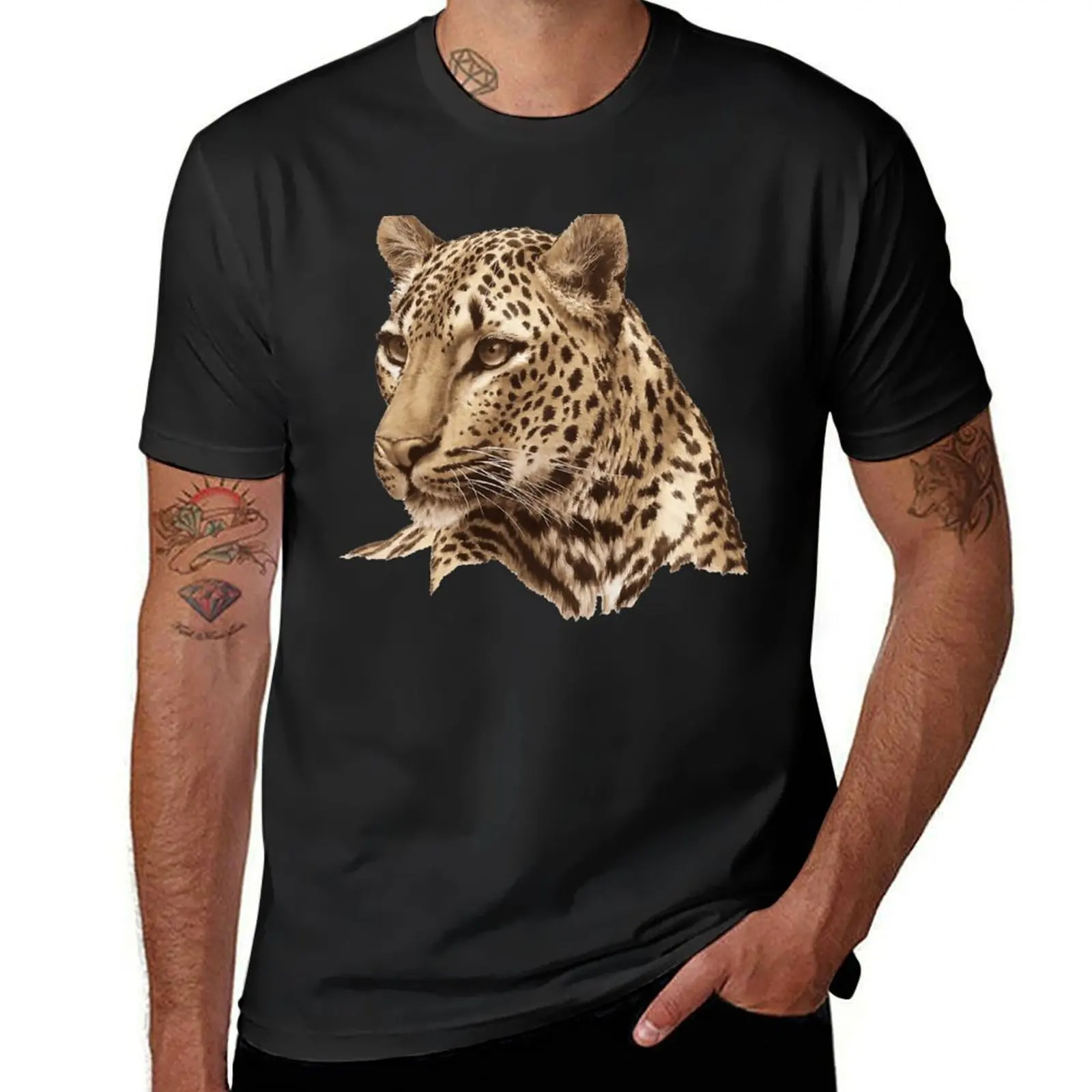 The Front Asian Leopard Looks Away T-Shirt summer top graphics cute tops black t-shirts for men