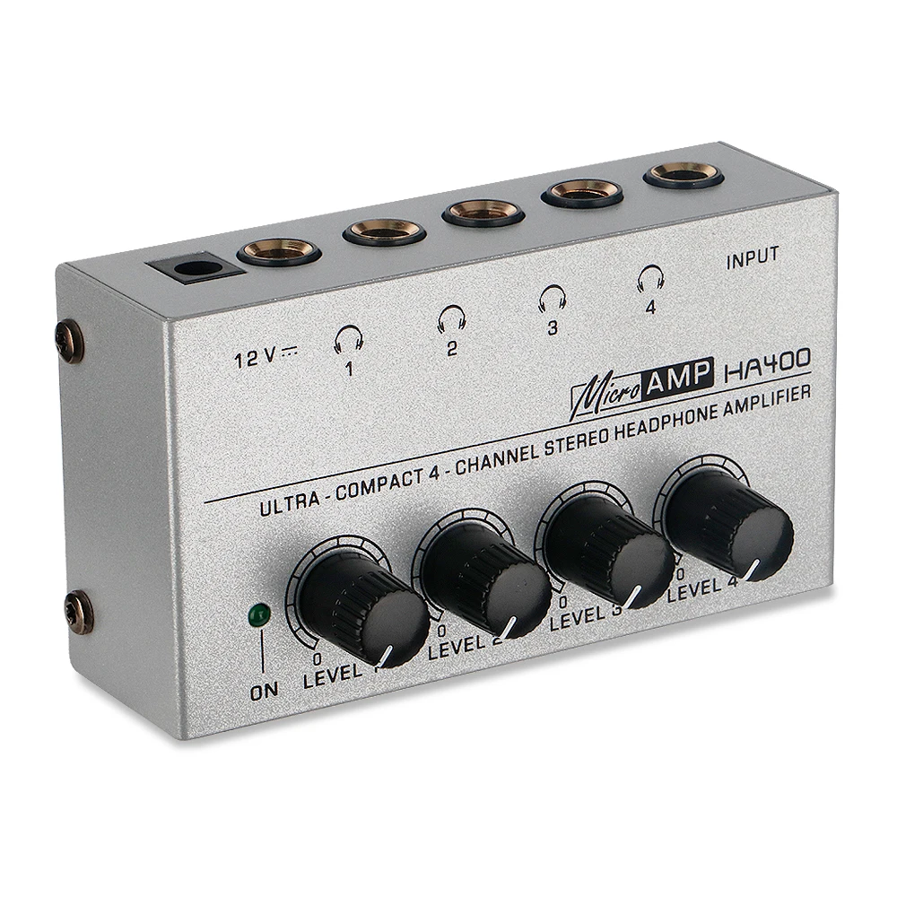 HA400 4 Channel Stereo Headphone Amplifier/Headphone distributor Ultra-Compact Mini Eu/US Plug,for Music Mixer Recording