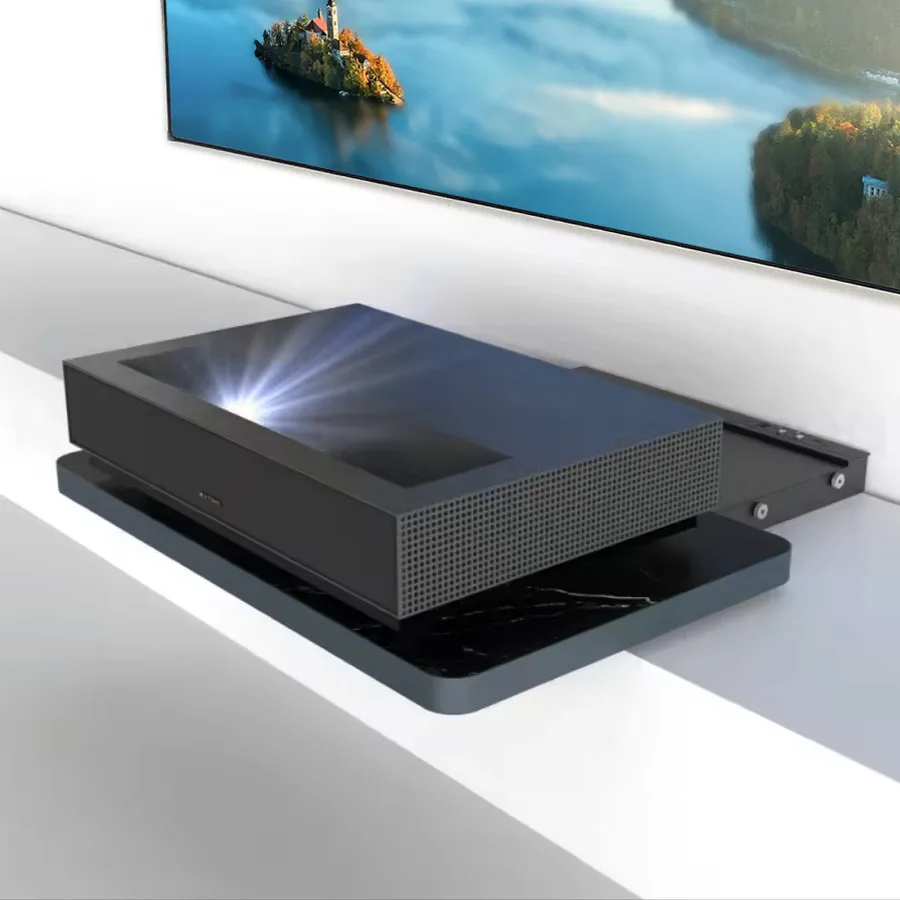 صينية منزلقة بمحرك لتلفزيون الليزر VX3 VX5 VX7 لجهاز عرض قصير جدًا (UST)، صينية ذكية قابلة للسحب باللون الأزرق الداكن