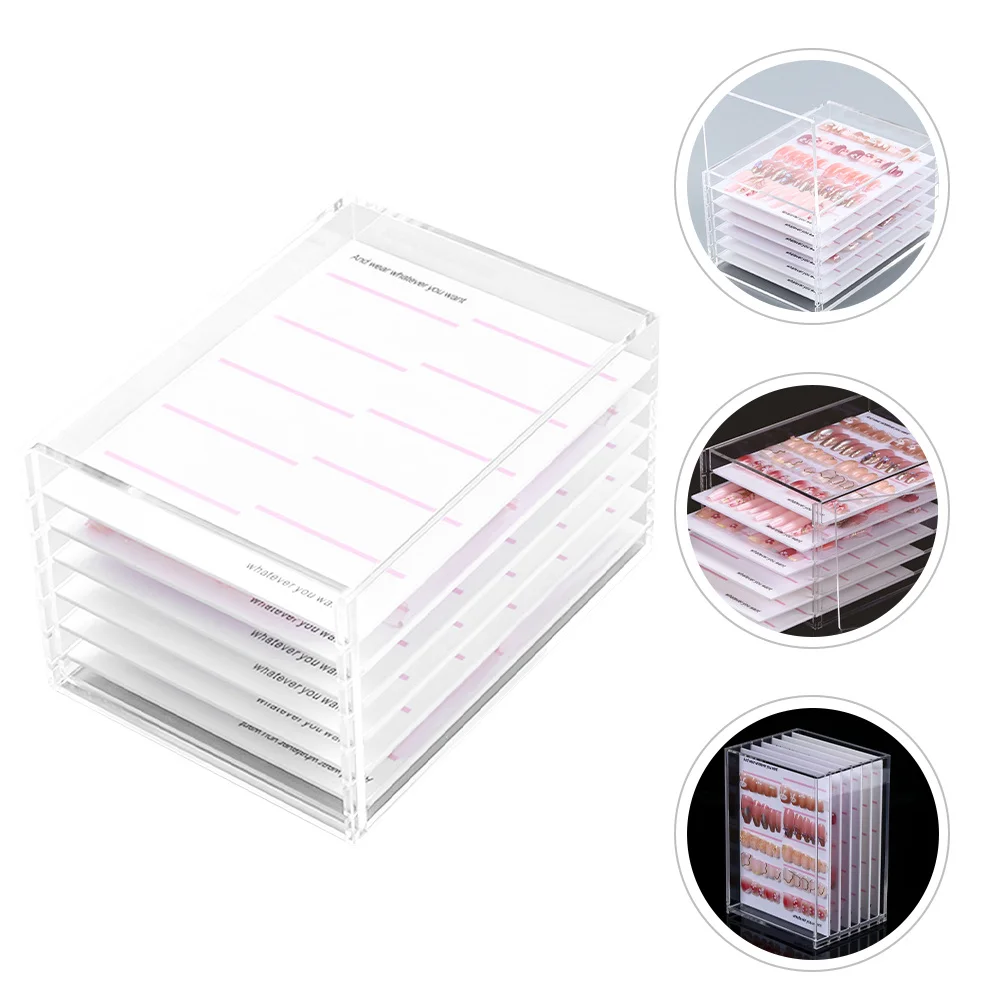 Caixa de armazenamento de arte de unha acrílica transparente de 6 camadas para organizador de manicure com pontas de strass acessórios estojo recipiente suporte