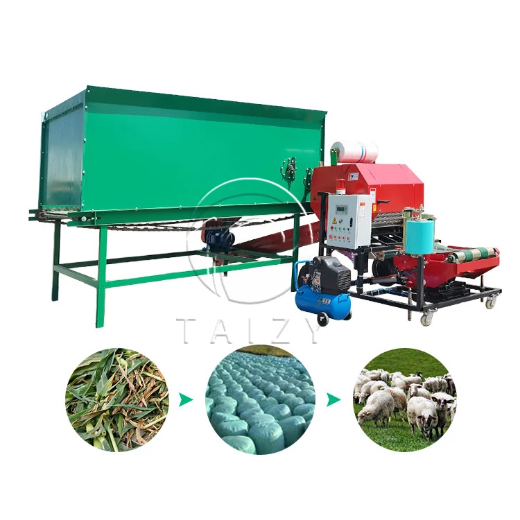 Round Silage Napier Grass Packer Packing Diesel Engine Hay Straw Baler Press Machine