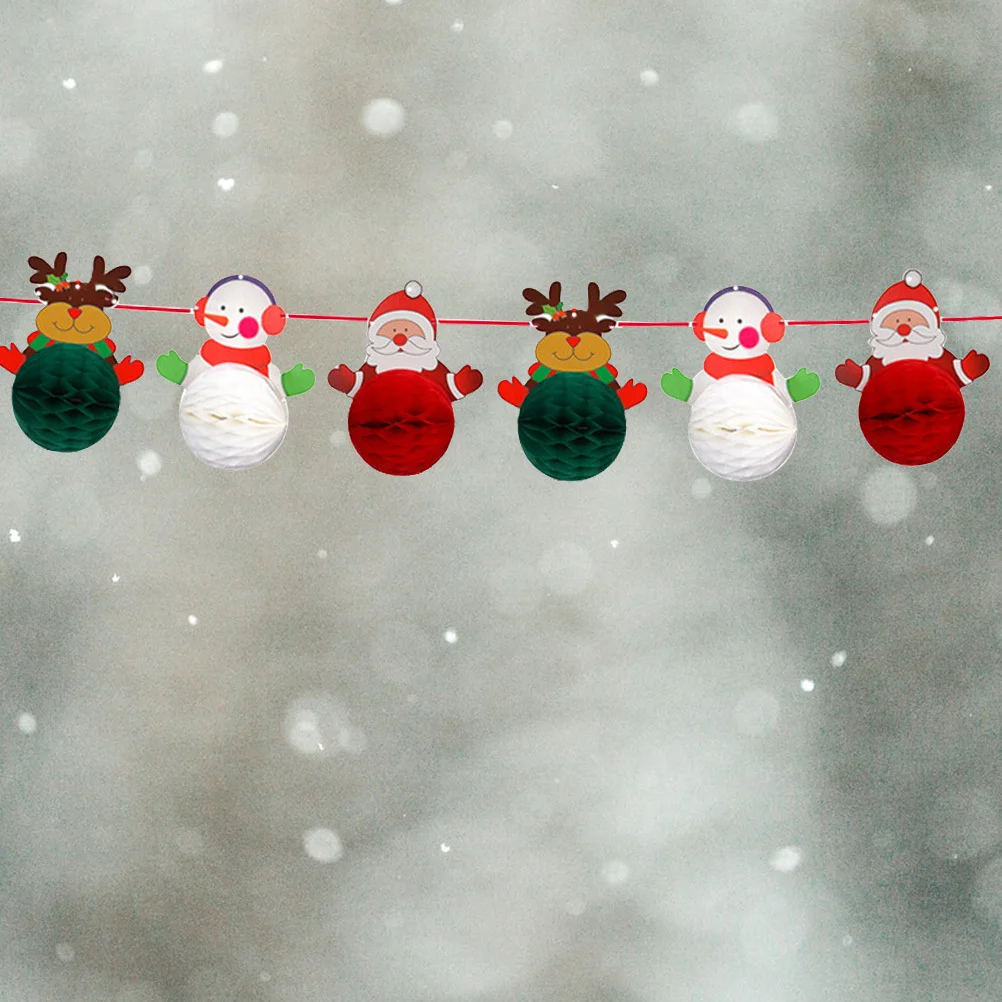 

Christmas Banner Decor Honeycomb Paper Garland For Party Theme Decoration Creative Christmas Event Hanging Ornament