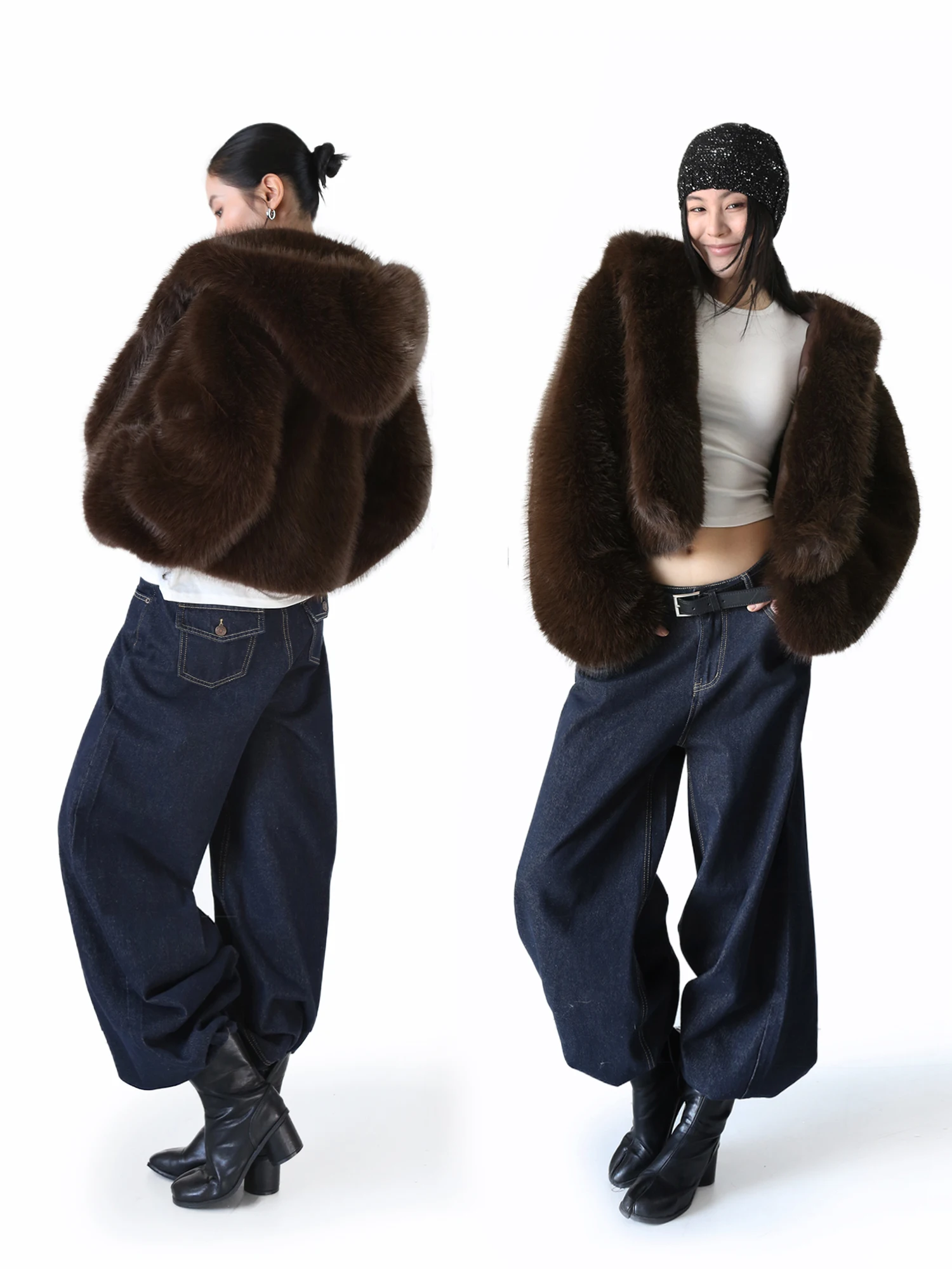 

Экологичная коричневая женская зимняя куртка SANO с капюшоном и мехом, утепленная, из полиэфирного волокна, повседневная, утолщенная