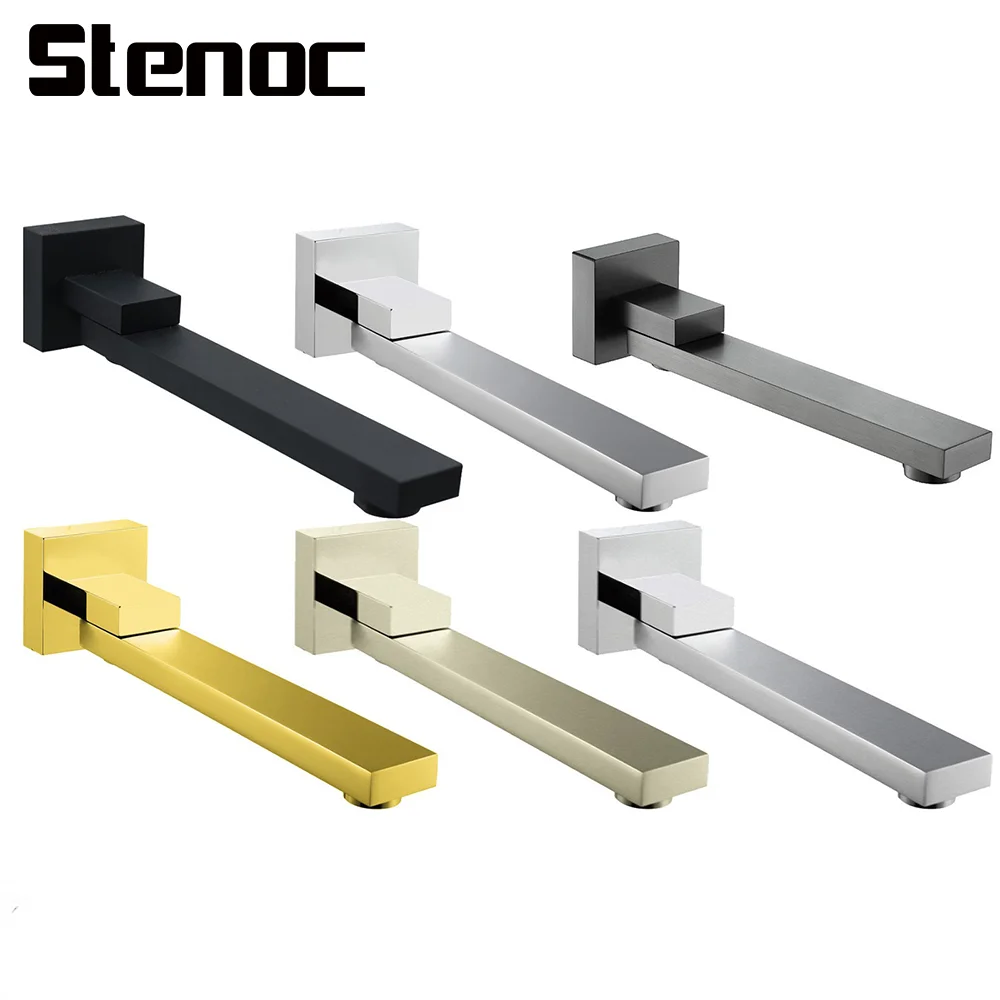 

Stenoc Brass Mixer Faucet Wall-Mounted Brushed Gold Round Square 180 Degree Rotary Folding Spout Bathroom Sink Faucet Concealed