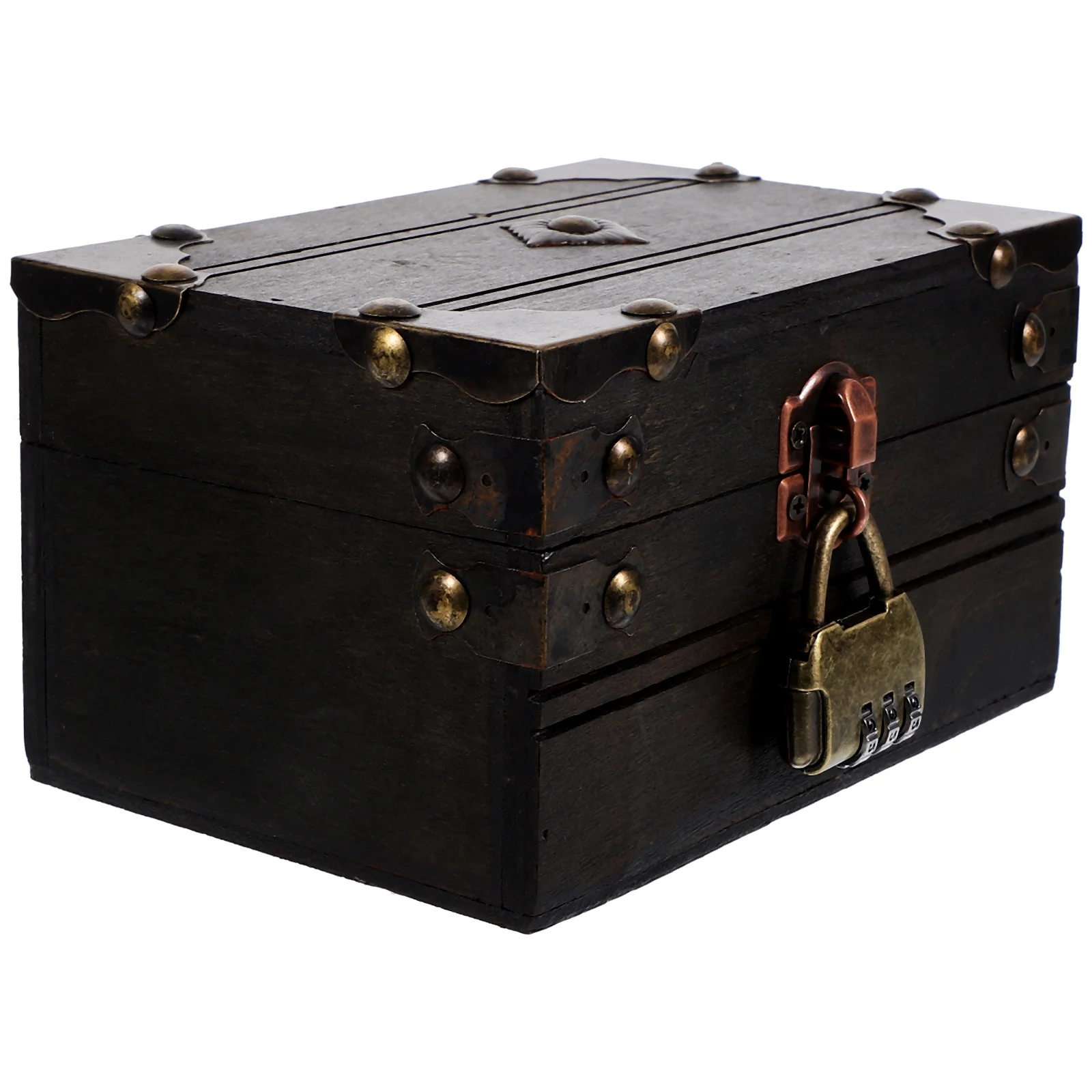 الرجعية صندوق الكنز الخشبي خمر تخزين المجوهرات الصدر تذكار المنظم ديكور المنزل فيلم الدعامة صندوق الكنز الخشبي #6