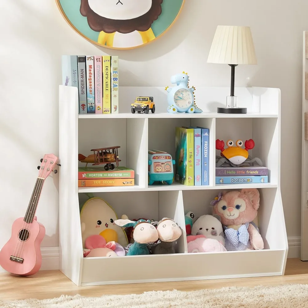 Toy Storage Organizer with Bookshelf, 5-Cubby Children's Toy Shelf, Toy Storage Cabinet, Suitable for Children's Room, Playroom