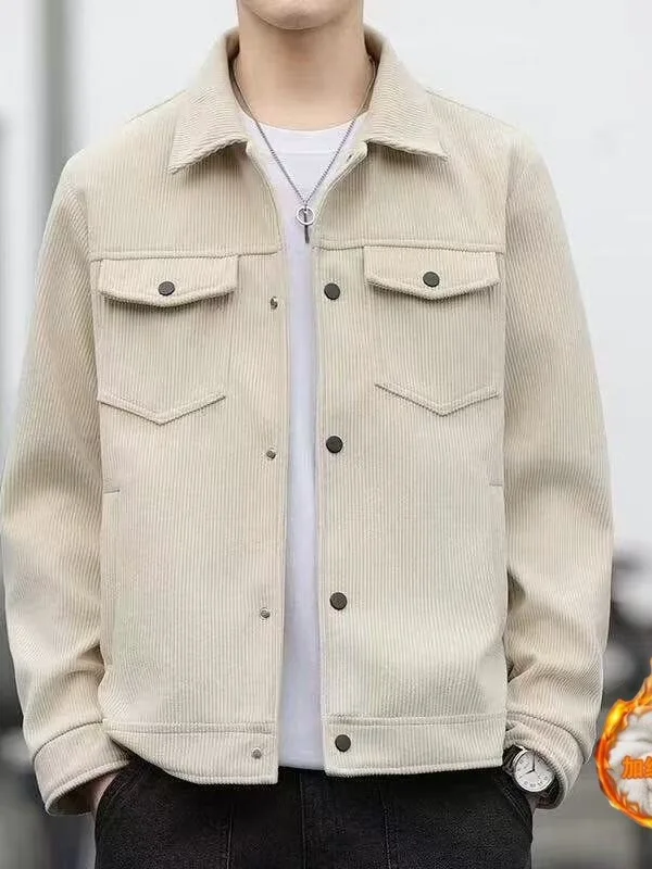 

Мужская повседневная вельветовая куртка на подкладке Thiened Fce, винтажная американская ретро-дизайн с воротником, осенне-зимняя верхняя одежда