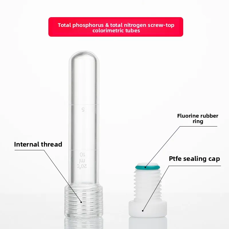 Threaded Pressure Bottle 25/50/100ml Total Phosphorus Nitrogen Colorimetric Tube PTFE Threaded Glass Pressure Tube