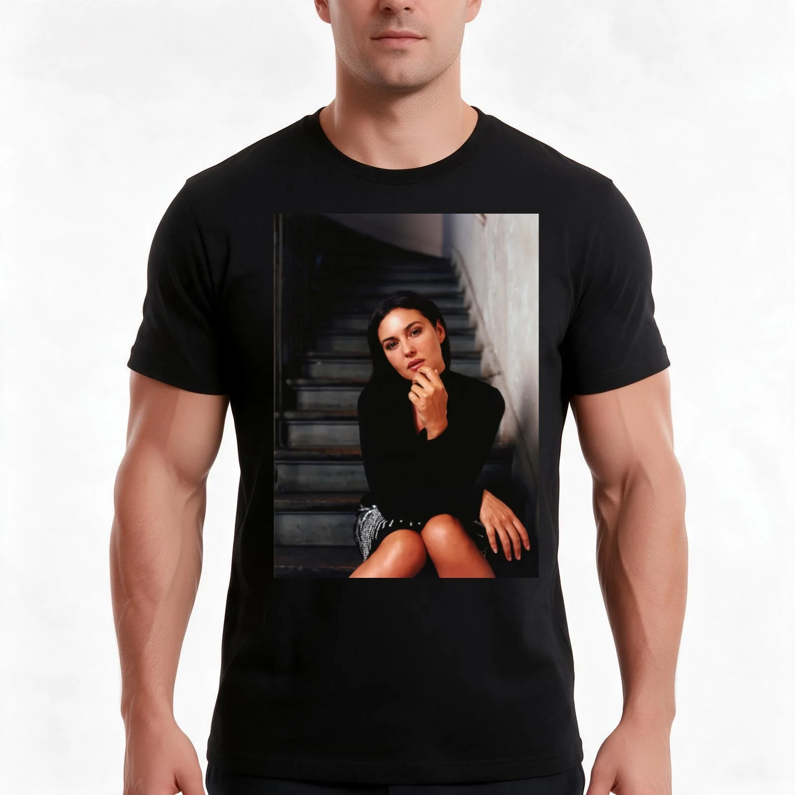 Monica Bellucci T-Shirt, Summer Casual Cotton Tee, Oversized Streetwear Tops, Vintage Graphic Print, Loose Fit Short Sleeve