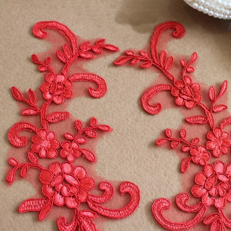 6PC 25*9cm Weiß Brautkleider Spitze Applikation Zubehör Stickerei Spitze Applikation Stoff DIY Spitzenbesatz – Detail 9