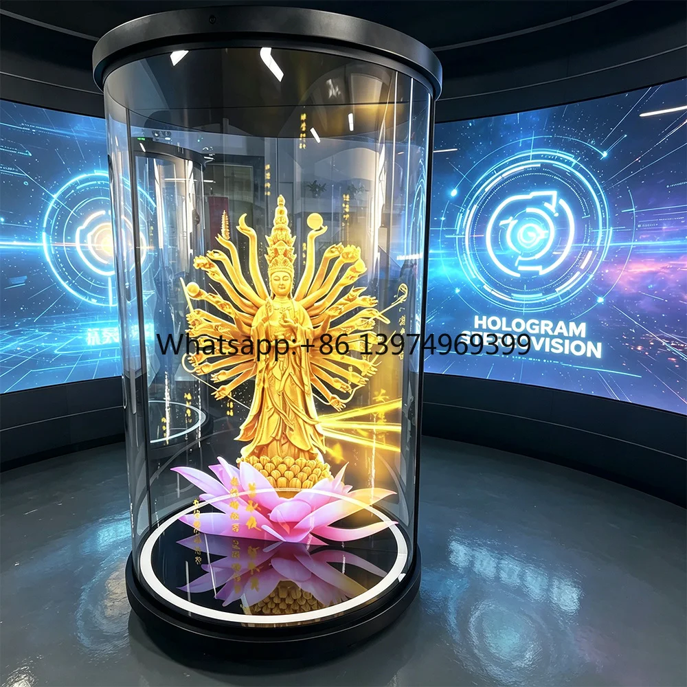 75-inch 4K LED Holographic Cylindrical Display 360 Visible AI Voice Interaction 3D Floor Mounted Commercial Advertising