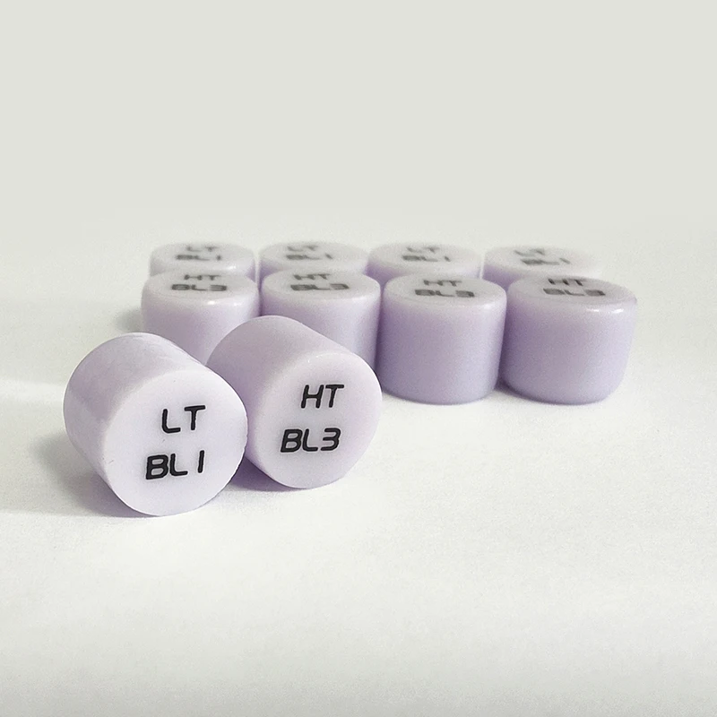 

10 шт. фиолетовые стоматологические литиевые дисиликатные стеклянные керамические слитки второго поколения, высокопрочный материал для коронного шпона